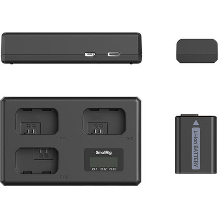 SmallRig Kit de 3 Baterías NP-FW50 para cámara con cargador Triple 1030mAh USB-C