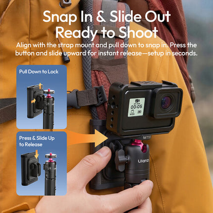Ulanzi MT55 SnapGo Mini Palo Selfie Trípode con Ajuste 360° y 2.2 lb de Capacidad