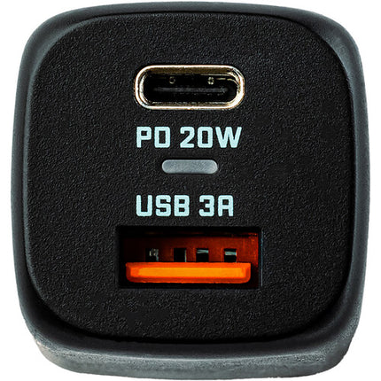 Dark Energy Adaptador de Pared USB 20W 2 Puertos USB-C PD y USB-A 18W Plegable