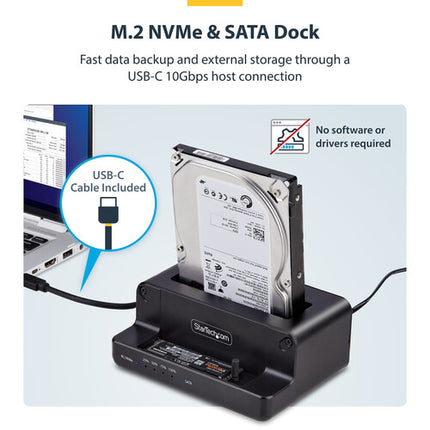 StarTech Duplicador de discos SSD SATA M.2 NVMe 27 Gb/min USB-C 3.2