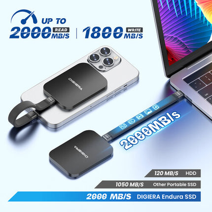 Digiera 2TB LPS2000M Endura SSD Externo USB-C 3.2 Gen 2x2 2000 MB/s de Lectura