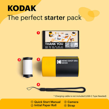 Kodak Memoshot Era blanca Cámara con impresora 300 dpi y rollo adhesivo para 30 impresiones