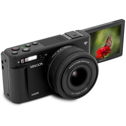 Minolta MNZ3X Cámara Digital 72MP 5K Ultra HD con Zoom Óptico 3x y Pantalla Articulada 2.8"