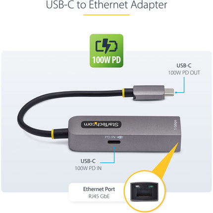 StarTech Adaptador USB-C 3.0 a Ethernet Gigabit con Passthrough 100W