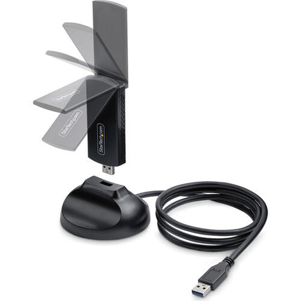 StarTech Wi-Fi 6E Adaptador USB-A Tri Banda con Antena Plegable y Soporte Magnético
