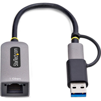 StarTech Adaptador Ethernet Gigabit a USB-C 3.2 Gen 1 con Dongle USB-A 15 cm Gris Espacial