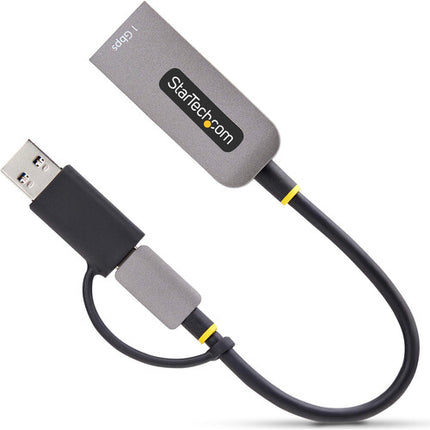 StarTech Adaptador Ethernet Gigabit a USB-C 3.2 Gen 1 con Dongle USB-A 15 cm Gris Espacial