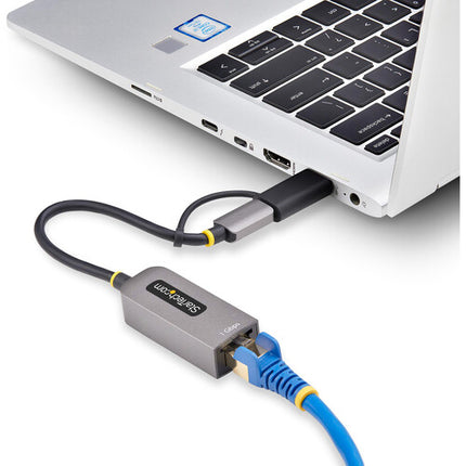 StarTech Adaptador Ethernet Gigabit a USB-C 3.2 Gen 1 con Dongle USB-A 15 cm Gris Espacial