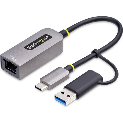 StarTech Adaptador Ethernet Gigabit a USB-C 3.2 Gen 1 con Dongle USB-A 15 cm Gris Espacial
