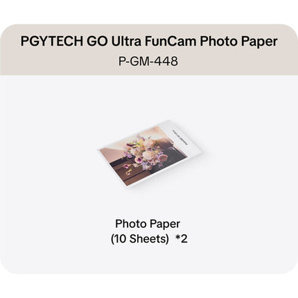PGYTECH GO Ultra FunCam Papel Fotográfico 10 Hojas 3.2x2.1 Pulgadas