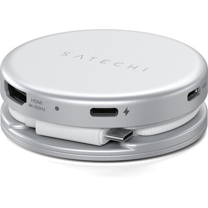 Satechi OntheGo Adaptador Multiport 5 en 1 para MacBook Neo 4K 60Hz 60W Plata