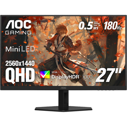 Monitor Gaming AOC 27 Pulgadas Mini-LED QHD 180Hz VA Negro