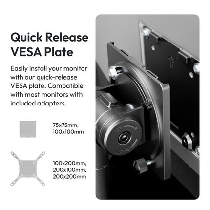 Pixio PS2S Titan Soporte para Escritorio Articulado para Pantallas hasta 57" con Gestión de Cables y Capacidad de 59.4 lb
