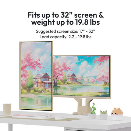 Pixio PS1D Wave Soporte Premium para 2 Monitores de 17 a 32" Beige