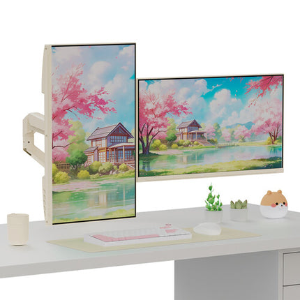 Pixio PS1D Wave Soporte Premium para 2 Monitores de 17 a 32" Beige