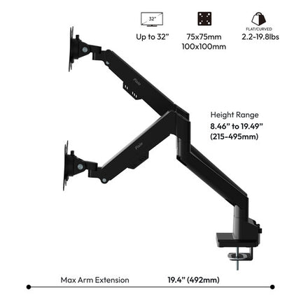 Pixio PS1D Wave Soporte de Escritorio Dual para Monitores de 17 a 32" con Rotación 180°