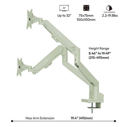 Pixio PS1D soporte doble para monitores de hasta 32 pulgadas con giro y inclinación