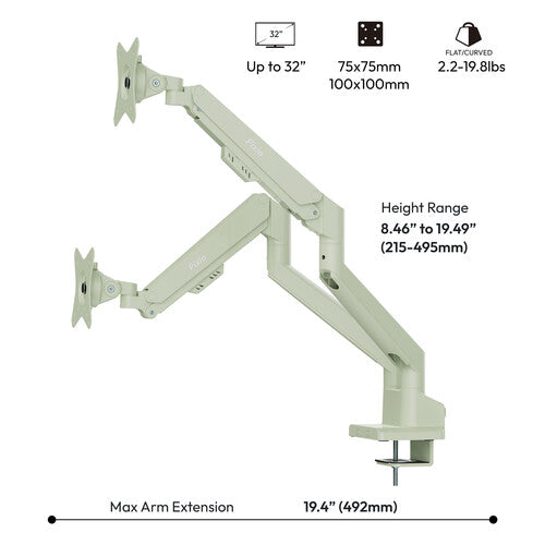 Pixio PS1D soporte doble para monitores de hasta 32 pulgadas con giro y inclinación