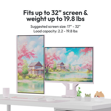 Pixio PS1D Wave Soporte de Escritorio para Dos Monitores de 17 a 32 Pulgadas Rosa