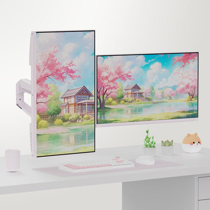 Pixio PS1D Wave Soporte de Escritorio para Dos Monitores de 17 a 32 Pulgadas Rosa