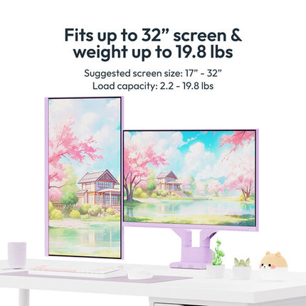 Pixio PS1D Wave Soporte Doble para Monitor hasta 32" con Montaje en Escritorio púrpura