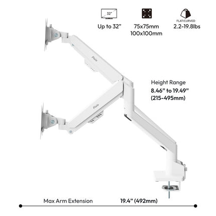 Pixio PS1D Wave Soporte para Dos Monitores de 17 a 32 Pulgadas Blanco