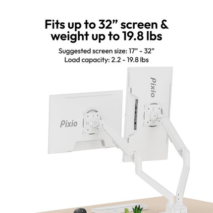 Pixio PS1D Wave Soporte para Dos Monitores de 17 a 32 Pulgadas Blanco
