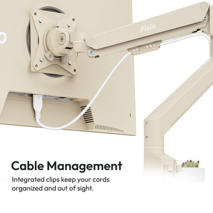 Pixio PS1S Wave Soporte de Escritorio para Monitor Individual Beige hasta 32" con Giro Rotación y Montaje VESA