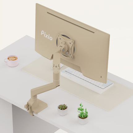 Pixio PS1S Wave Soporte de Escritorio para Monitor Individual Beige hasta 32" con Giro Rotación y Montaje VESA