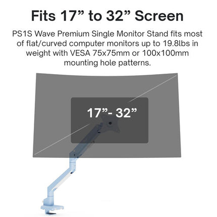 Pixio PS1S Wave Soporte de Escritorio para Monitor de Hasta 32" con Inclinación y Rotación