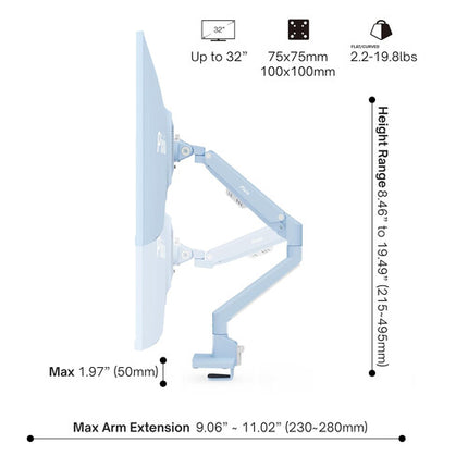 Pixio PS1S Wave Soporte de Escritorio para Monitor de Hasta 32" con Inclinación y Rotación