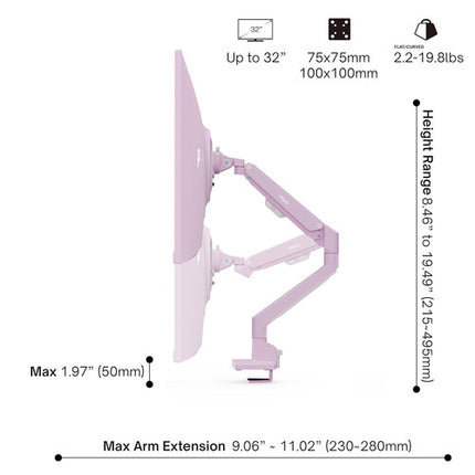 Pixio PS1S Wave Soporte de Escritorio para Monitor de 17 a 32 Pulgadas Rosa