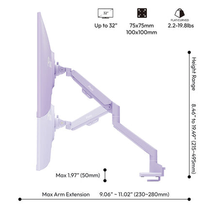 Pixio PS1S Wave Soporte de Escritorio para Monitor de 17 a 32 Pulgadas VESA 75x75 y 100x100 mm Morado