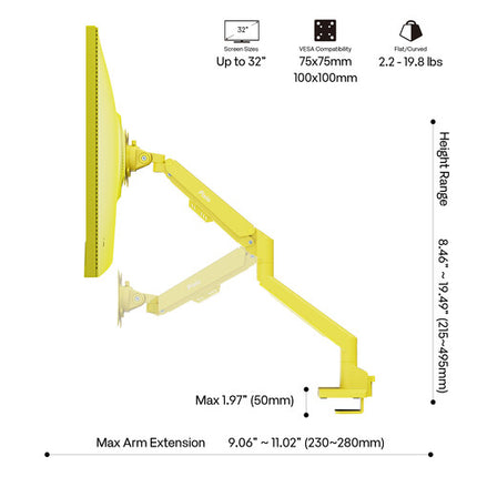 Pixio PS1S Wave Soporte de Escritorio para Monitor 17-32" Amarillo