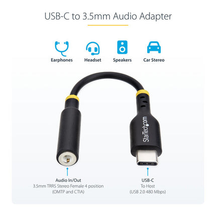 StarTech Adaptador USB-C a Audio 3.5mm TRRS 5" DAC 32-Bit 384kHz