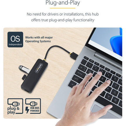 StarTech Hub USB-A 3.2 Gen 1 Mini 4 Puertos Negro con Gestión de Cable
