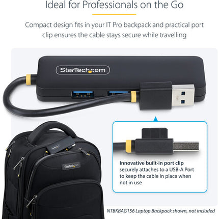 StarTech Hub USB-A 3.2 Gen 1 Mini 4 Puertos Negro con Gestión de Cable