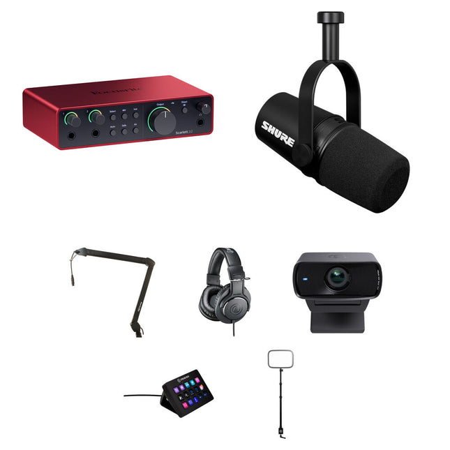 Focusrite Scarlett 2i2 USB-C Interfaz de Audio 4ta Gen 24-Bit 192kHz Kit Streamer Completo