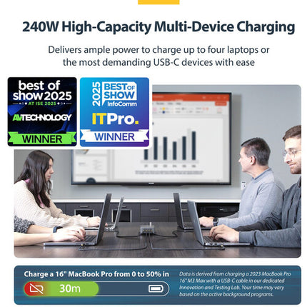 StarTech Cargador de Escritorio USB-C 4 Puertos 240W VESA 100x100