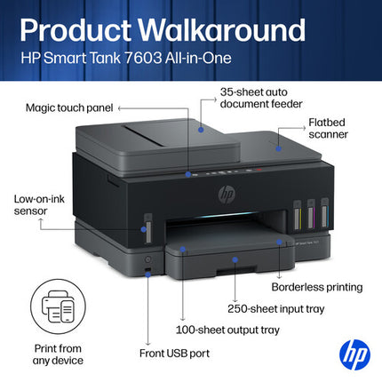 HP Smart Tank 7603 Impresora multifunción inyección color 4800x1200dpi 15ppm y escáner ADF 35 hojas