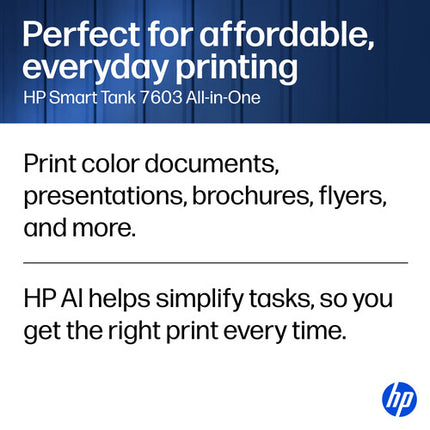 HP Smart Tank 7603 Impresora multifunción inyección color 4800x1200dpi 15ppm y escáner ADF 35 hojas