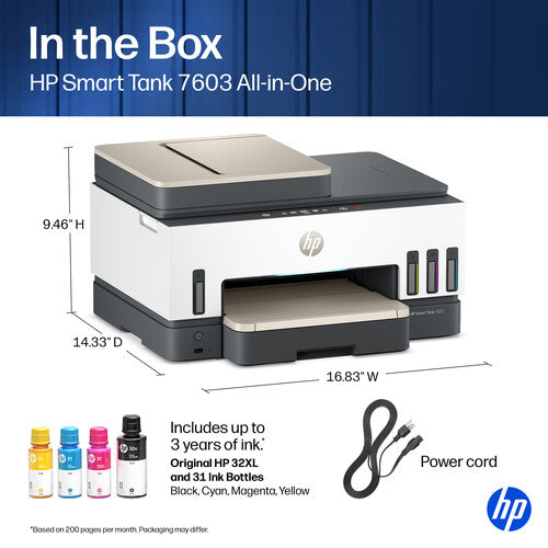 HP Smart Tank 7603 Impresora Multifunción Inkjet Color 4800x1200 dpi 35 hojas ADF