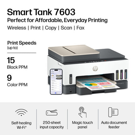 HP Smart Tank 7603 Impresora Multifunción Inkjet Color 4800x1200 dpi 35 hojas ADF