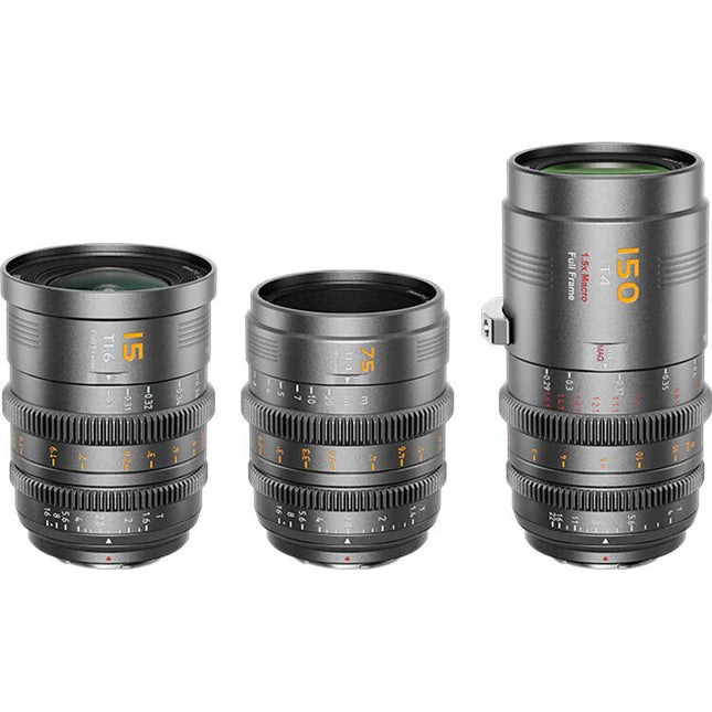 Sirui VP-1 Vision Prime Set de 3 Lentes Cine Full Frame 15 75 150mm T1.4 T1.6 T4 Macro