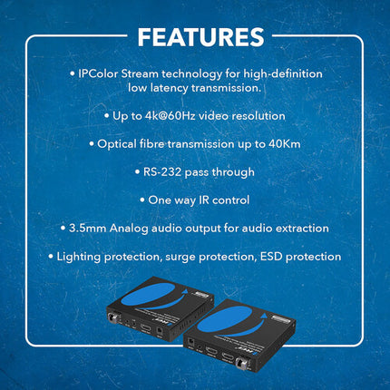 OREI 4K60 HDMI Extensor por Fibra Kit 25 Millas UHD 18 Gb/s