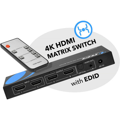 OREI UHDS-202 conmutador HDMI 2x2 UHD 4K60 con extracción de audio óptico y analógico