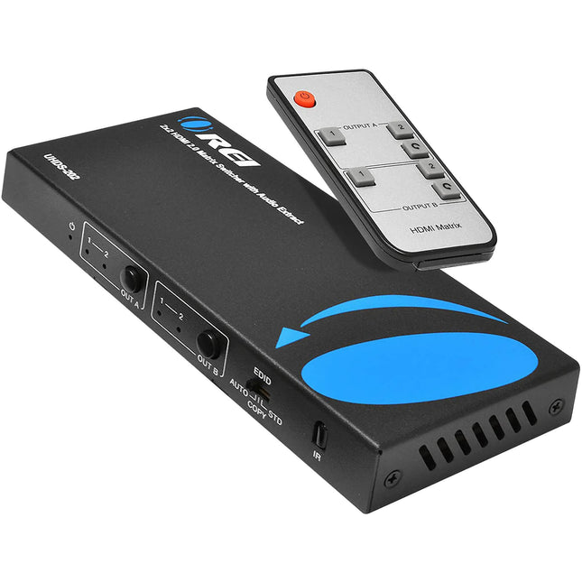 OREI UHDS-202 conmutador HDMI 2x2 UHD 4K60 con extracción de audio óptico y analógico