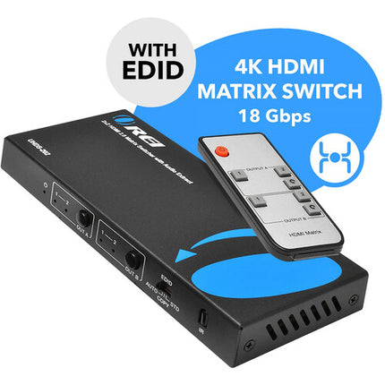 OREI UHDS-202 conmutador HDMI 2x2 UHD 4K60 con extracción de audio óptico y analógico