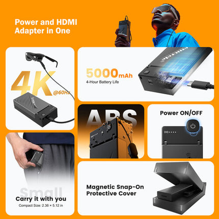 Lemorele HD200 Convertidor HDMI a USB-C portátil 4K UHD 5000 mAh batería