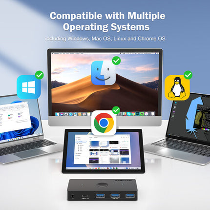 Lemorele H100 USB KVM Switch con dos puertos USB-A 3.2 Gen 1 y USB-C